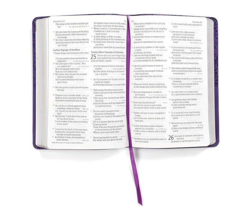 NKJV Large Print Personal Size Reference Bible, Purple Leather Touch by Holman Bible Staff