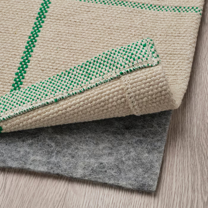 IKEA RIDSTIG Rug, flatwoven, off-white/green, 133x195 cm (4 ' 4 "x6 ' 5 ")