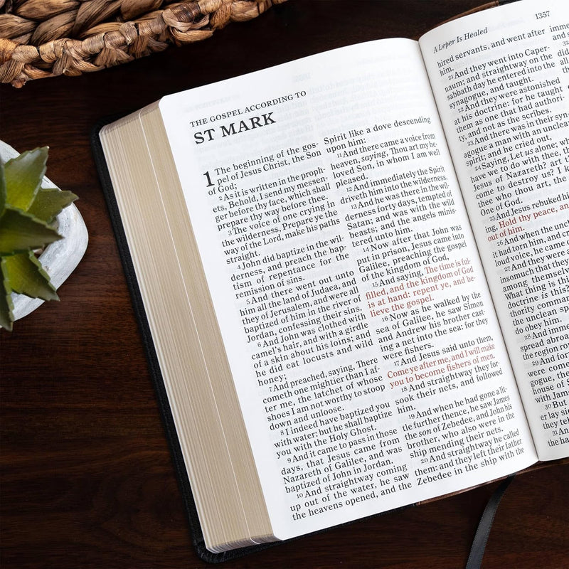 Personal Size Giant Print Bible, Black/Brown LeatherTouch by Holman Bible Publishers