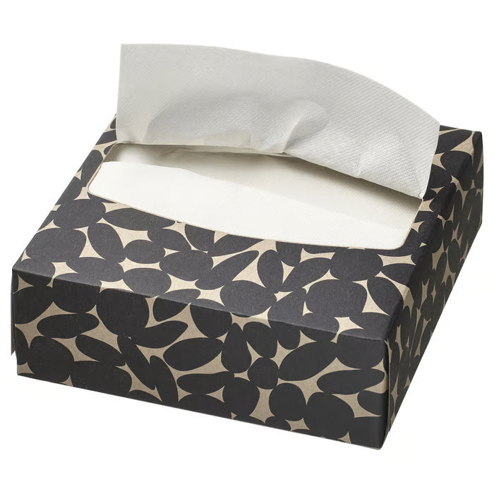IKEA HAVSKUSE Paper napkin with box, patterned black/white, 32x16 cm (12 ½x6 ½ ")