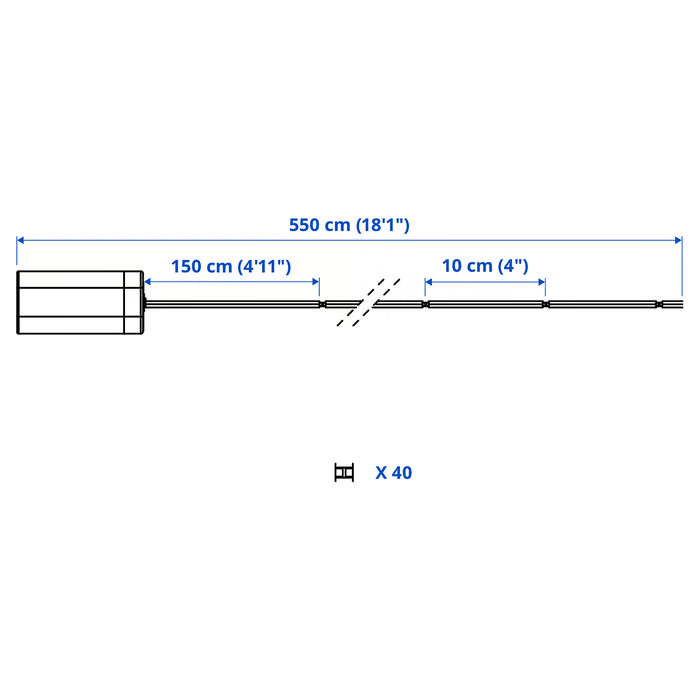 IKEA STRÅLA LED lighting chain with 40 lights, battery-operated/outdoor black