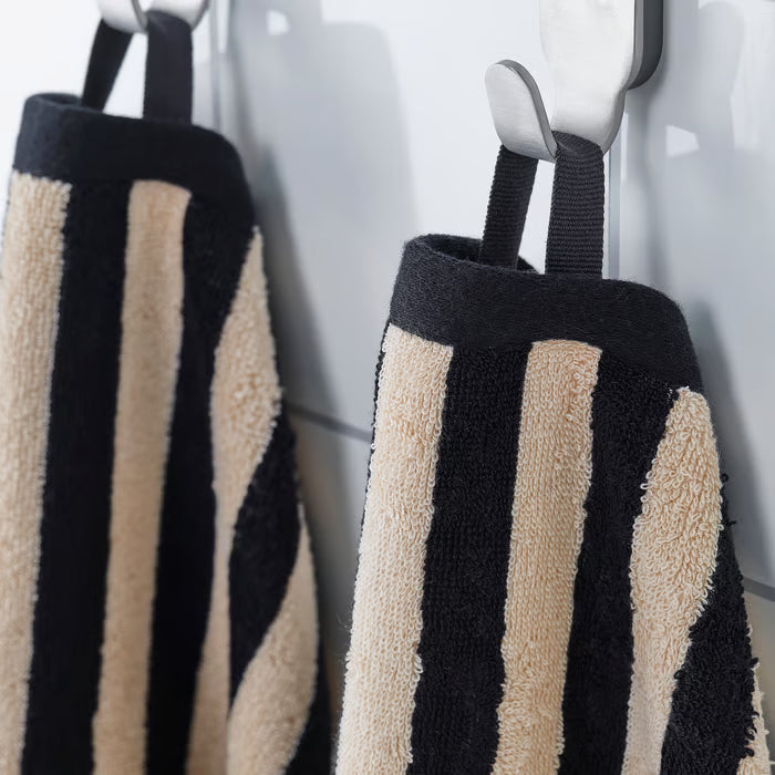 IKEA SLANHOSTMAL Hand towel, black/light beige striped, 40x70 cm (16x28 ")