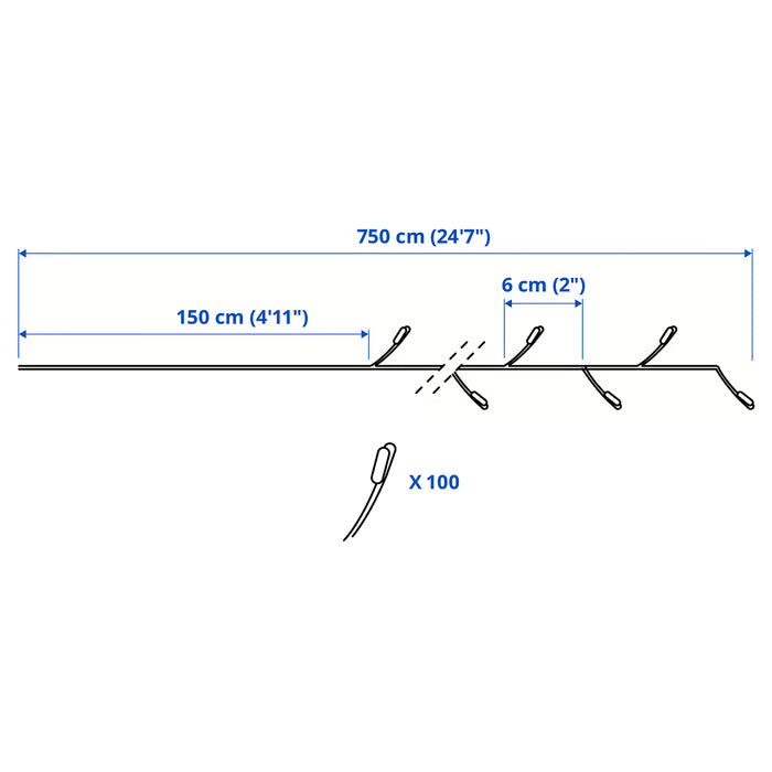 IKEA STRALA LED lighting chain with 100 lights, black