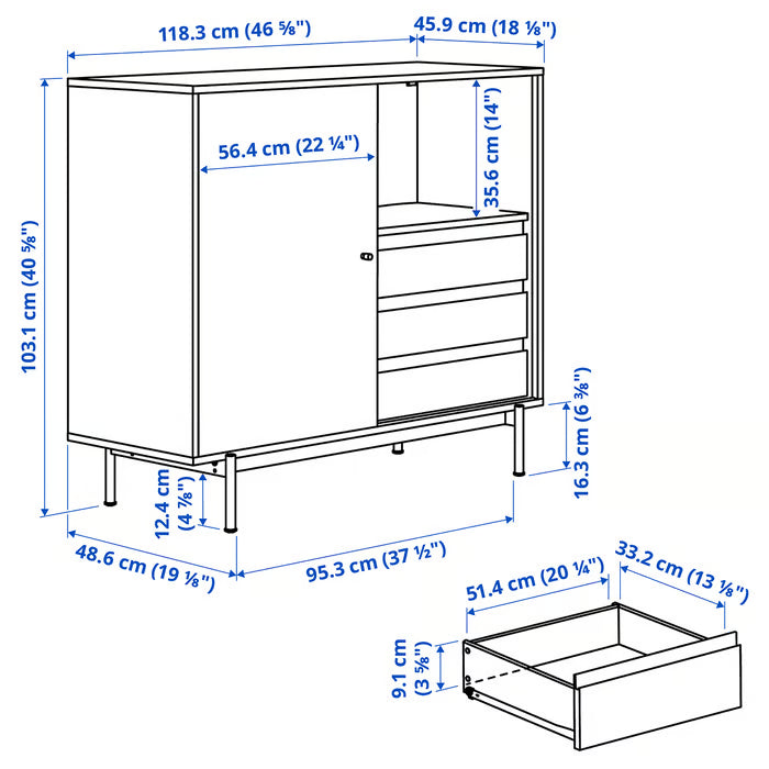IKEA RADMANSÖ Cabinet, brown walnut effect, 118x49x103 cm (46 5/8x19 1/8x40 5/8 ")