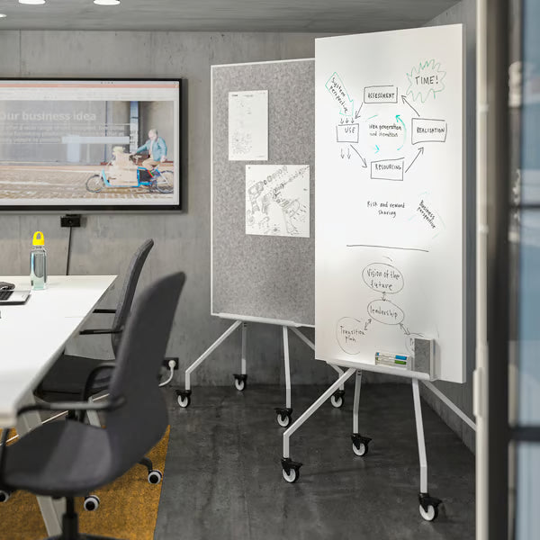 IKEA ELLOVEN Whiteboard/noticeboard with castors, white, 70x180 cm (27 1/2x70 7/8 ")