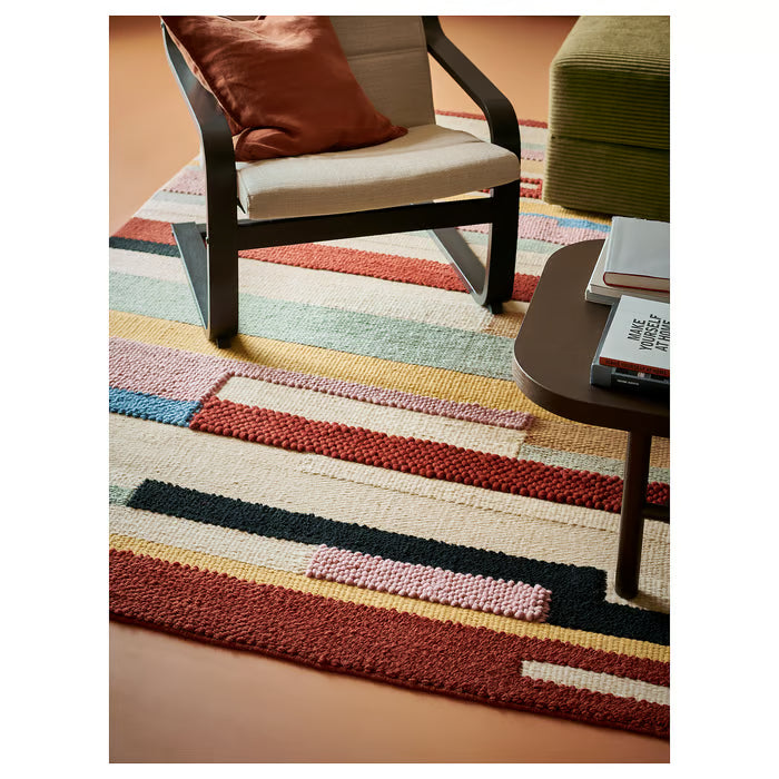 IKEA BRÖNDEN Rug, low pile, handmade multicolour/red, 170x240 cm (5 ' 7 "x7 ' 10 ")