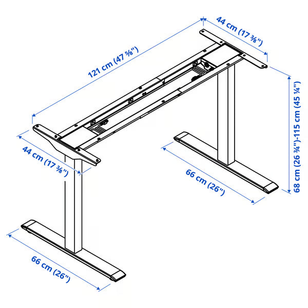 IKEA RODULF Underframe sit/stand f table top, electric/white, 140x80 cm (55 1/8x31 1/2 ")