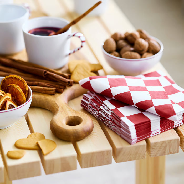 IKEA VINTERFINT Paper napkin, check pattern white/red, 33x33 cm (13x13 ")