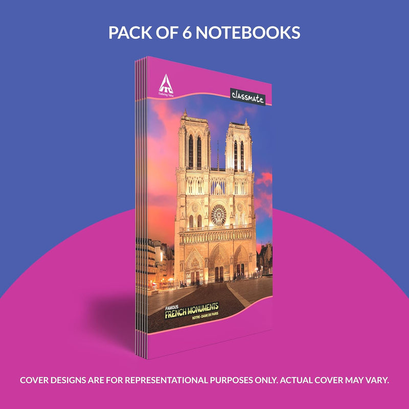 Classmate Notebook - Single Line, 384 Pages, 314Mm*194Mm (Pack Of 6) - Assorted Design Visit the Classmate Store