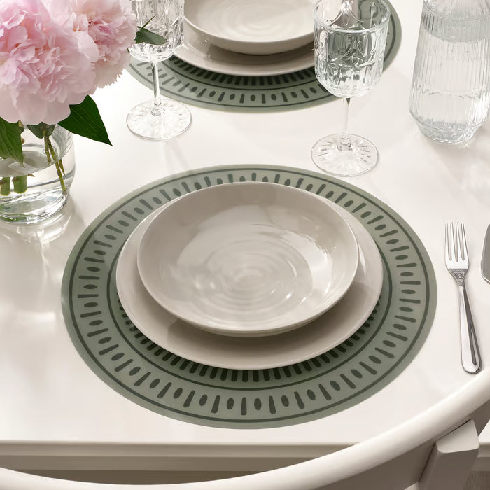 IKEA TUVIRIS Place mat, grey-green/patterned plastic, 37 cm (14 ½ ")