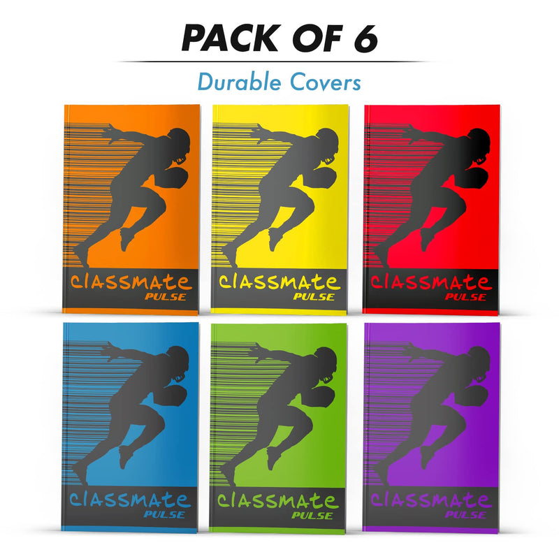 Classmate Pulse PP Cover Longbooks,A4 size, Unruled,140 Pages (Pack of 6) Visit the Classmate Store