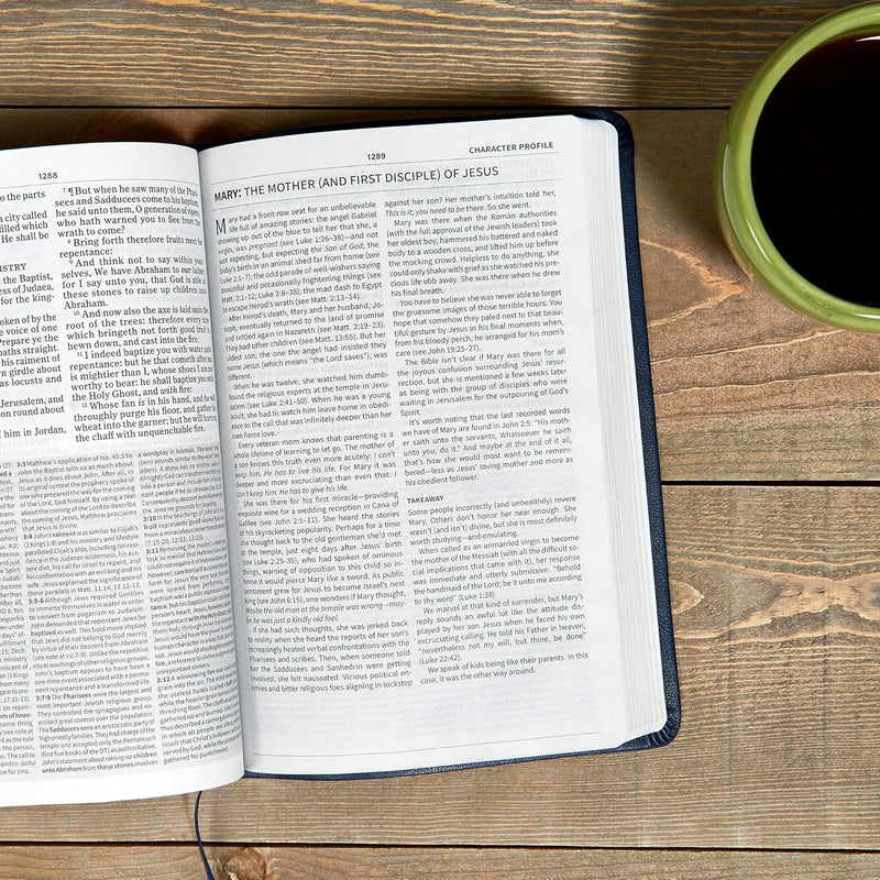 KJV Everyday Study Bible, Navy Cross Leather Touch by Holman Bible Publishers