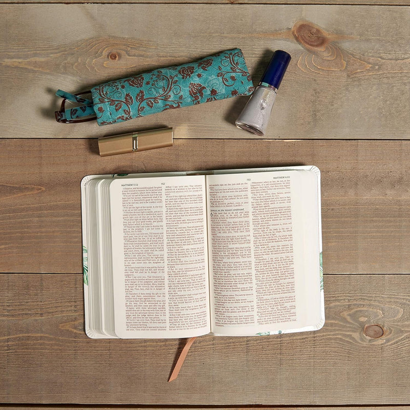 KJV On-the-Go Bible, White Floral Textured LeatherTouch by Holman Bible Publishers