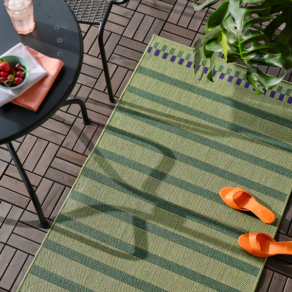 IKEA KORSNING Rug flatwoven, in/outdoor, green purple/striped, 80x150 cm (2 ' 7 "x4 ' 11 ")