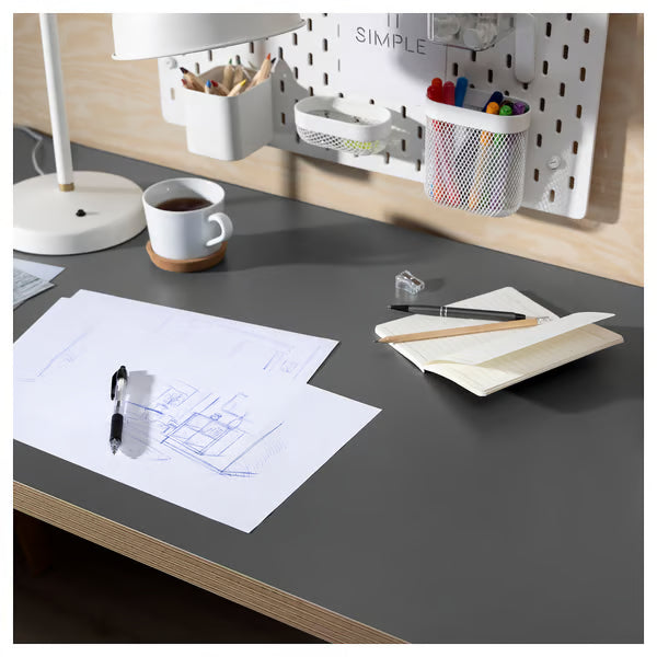 IKEA LAGKAPTEN Table top, dark grey/wood effect, 120x60 cm (47 1/4x23 5/8 ")