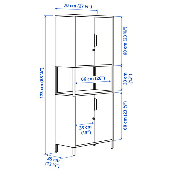 IKEA TROTTEN Cabinet with doors, anthracite, 70x35x173 cm (27 1/2x13 3/4x68 1/8 ")