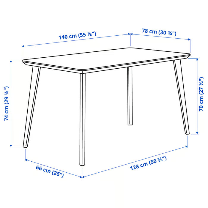 IKEA LISABO Table, black/ash veneer, 140x78 cm (55 1/8x30 3/4 ")