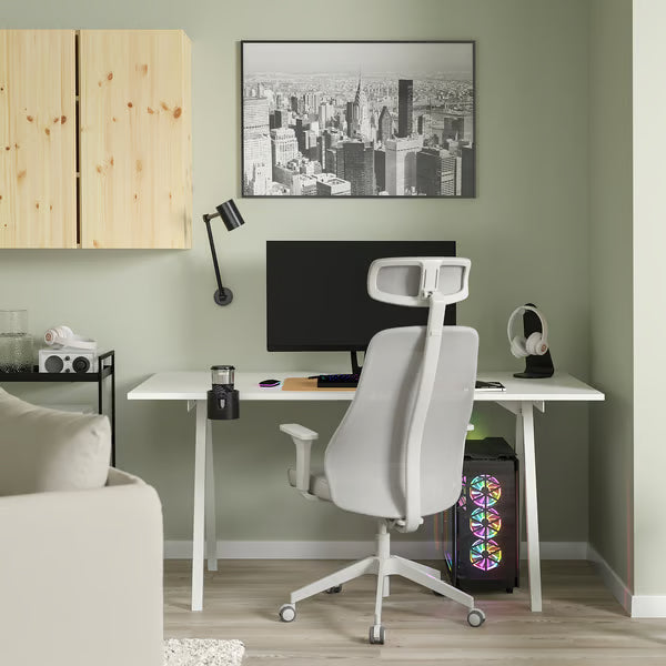 IKEA TROTTEN / MATCHSPEL Desk and chair, white/light grey