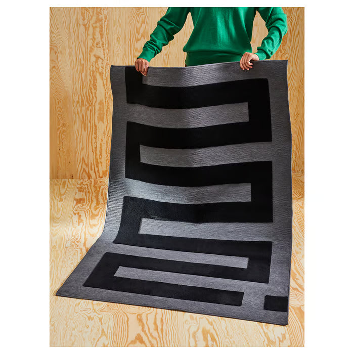 IKEA BLASKATA Rug, black/grey, 105x160 cm (41x63 ")