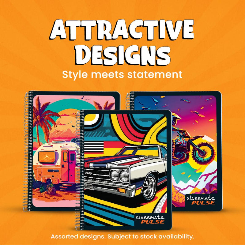 Classmate Pulse Single Subject Spiral Notebook | Single Line, 180 Pages, 24 cm x 18 cm