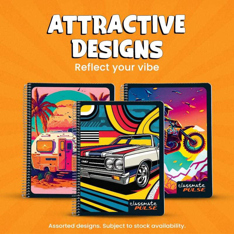 Classmate Pulse Single Subject Spiral Notebook | Unruled, 200 Pages, 24 cm x 18 cm