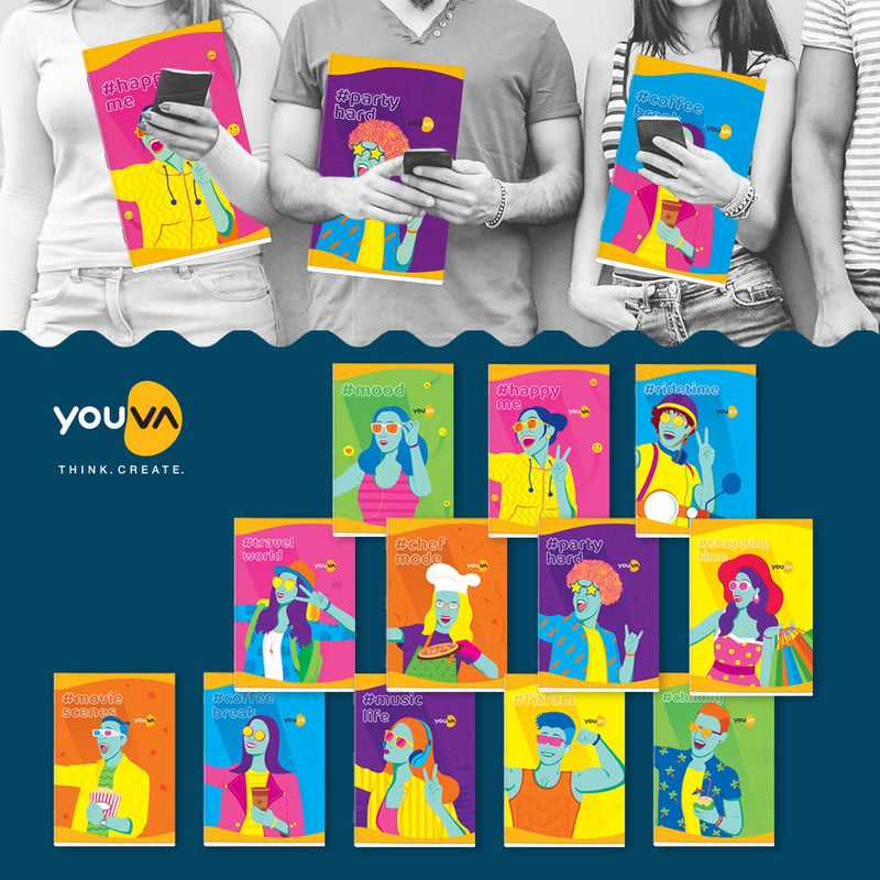 Navneet Youva Trendy Life Long Book - Soft Bound (17 cm x 27 cm, Single Line, 172 Pages, Pack of 6)