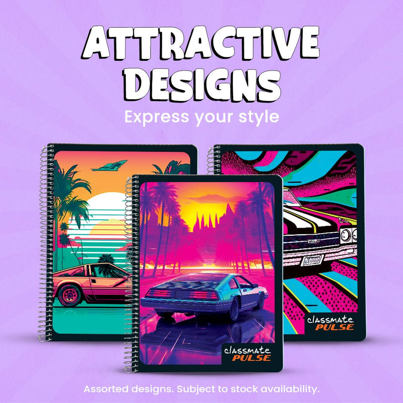 Classmate Pulse Single Subject Spiral Notebook | Single Line, 200 Pages, 24 cm x 18 cm