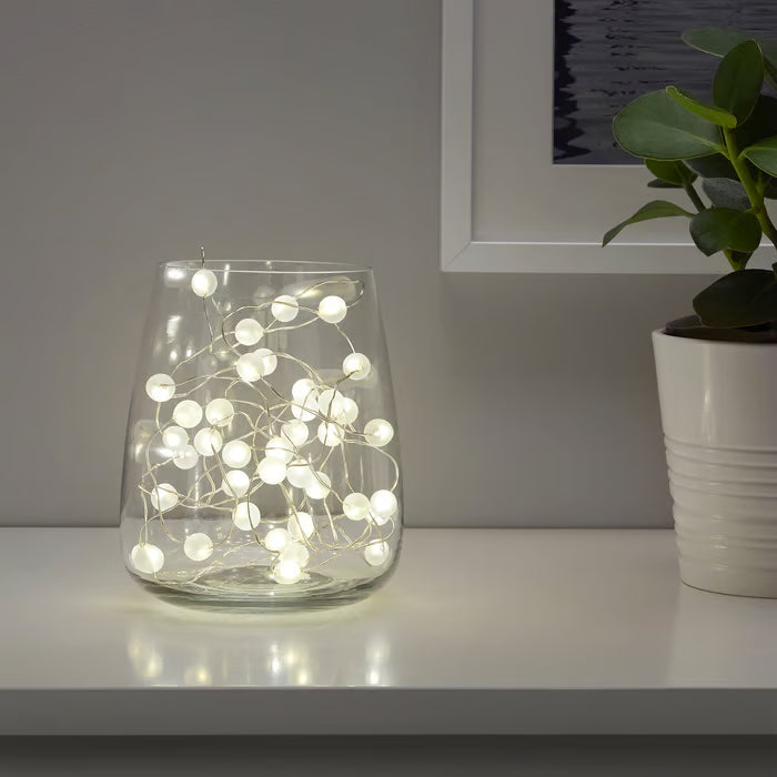 IKEA SNÖYRA LED lighting chain with 40 lights, indoor/battery-operated silver-colour