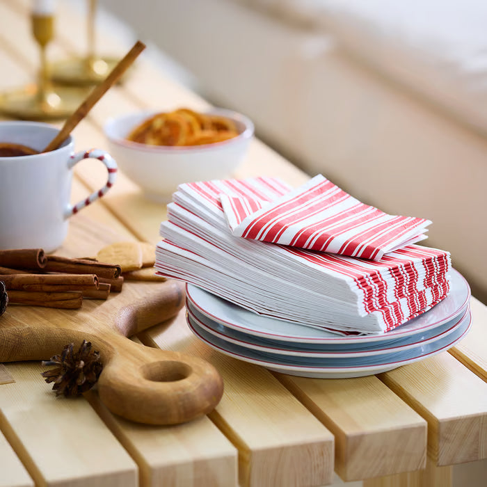 IKEA VINTERFINT Paper napkin, stripe pattern red/white, 38x38 cm (15x15 ")