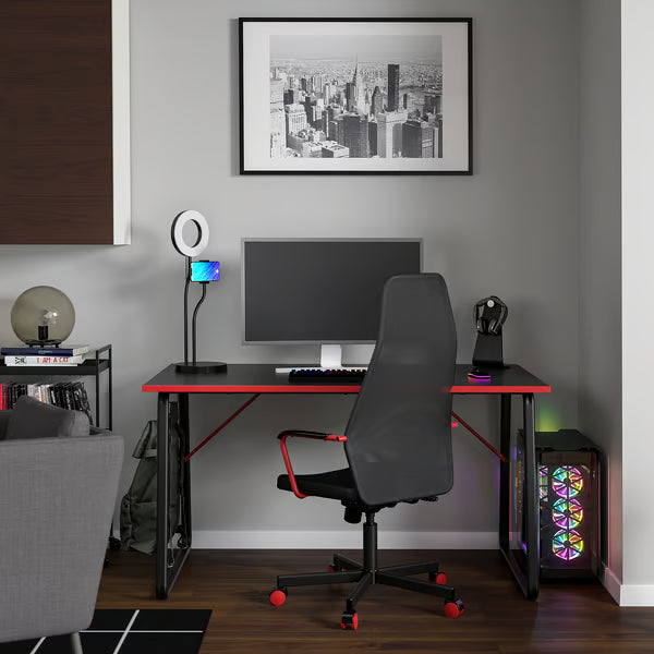 IKEA HUVUDSPELARE Gaming desk and chair, black