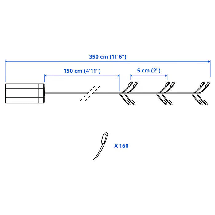 IKEA STRALA LED lighting chain with 160 lights, battery-operated mini/copper-colour