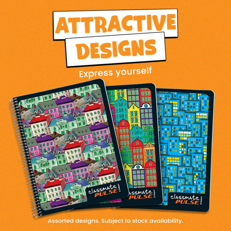 Classmate Pulse 6 Subject Spiral Notebook - Pack of 1