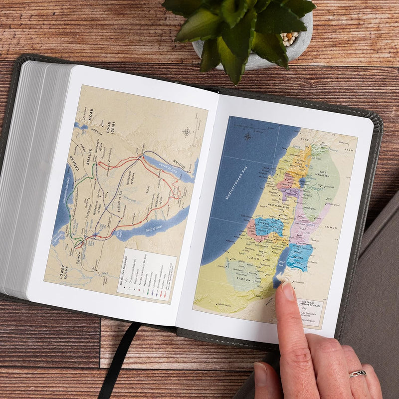 NASB Large Print Compact Reference Bible, Charcoal Leather Touch by Holman Bible Publishers