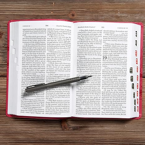 KJV Large Print Personal Size Reference Bible, Pink LeatherTouch, Indexed by Holman Bible Staff