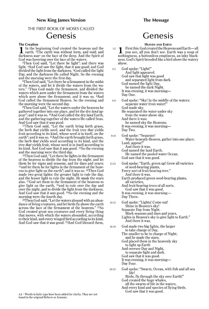 NIV, NKJV, NLT, The Message – Contemporary Comparative Parallel Bible by Zondervan