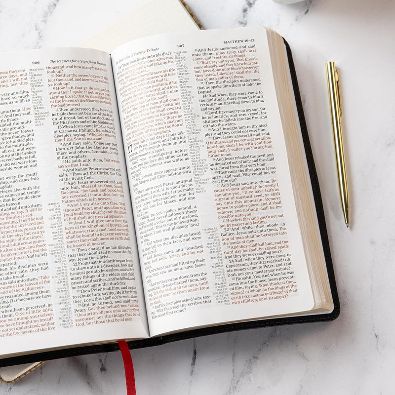 Holy Bible: KJV Thin line Reference Bible – Black Leather touch by Holman Bible Publishers