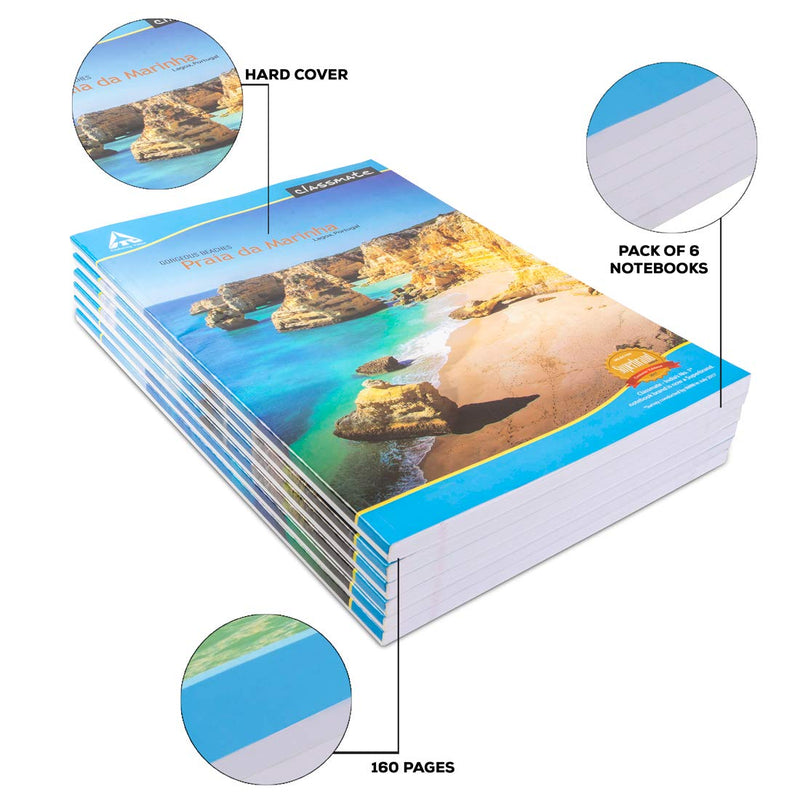 Classmate Long Notebook - Single Line, 160 Pages, Hard Cover, 330mm*210mm (Pack Of 6) Visit the Classmate Store