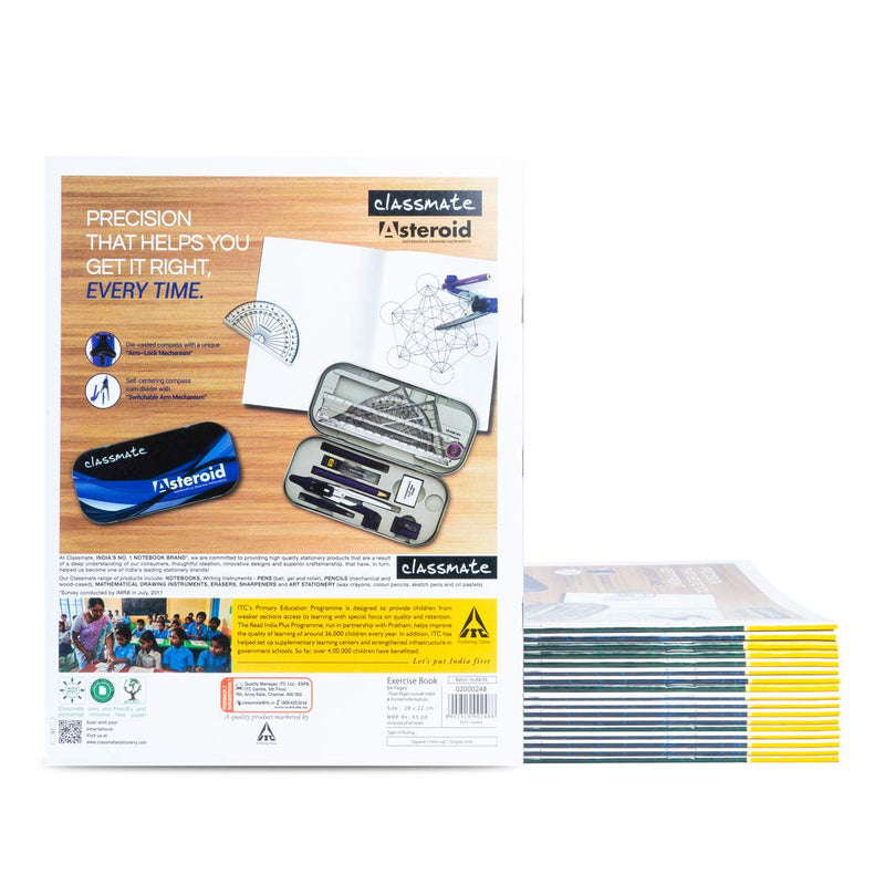 Classmate Exrecise Notebook - Graph (Square - 1 mm/Single Line) , 64 Pages, Soft Cover, 280mm x 220mm (Pack Of 18) Visit the Classmate Store