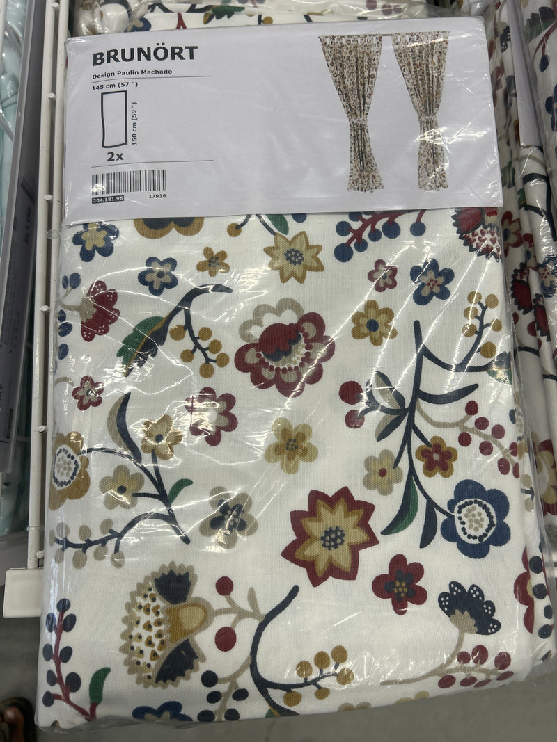 IKEA Brunort Curtains with tie backs 1 pair multicolour