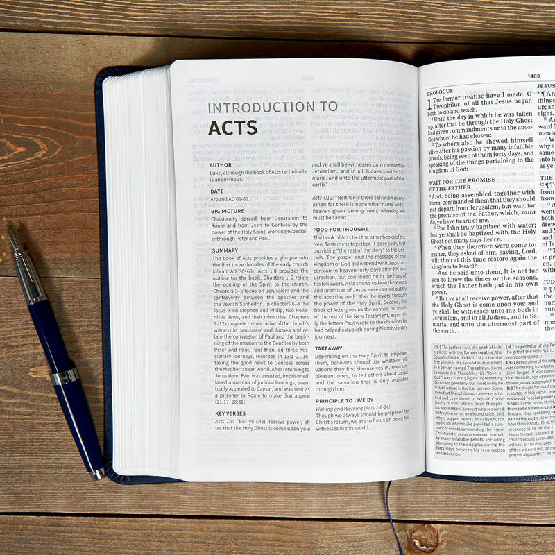 KJV Everyday Study Bible, Navy Cross Leather Touch by Holman Bible Publishers