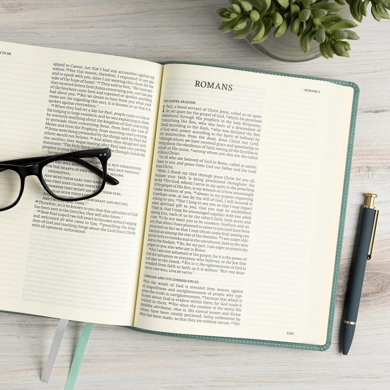 NASB Notetaking Bible, Large Print Edition, Earthen Teal SuedeSoft LeatherTouch by Holman Bible Publishers