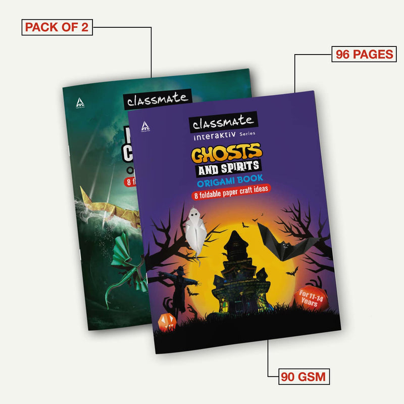 Classmate Interaktiv Origami Craft Book (Pack of 2 ) - Mythical Creatures and Ghosts & Spirits, Multicolor (2661002) Visit the Classmate Store