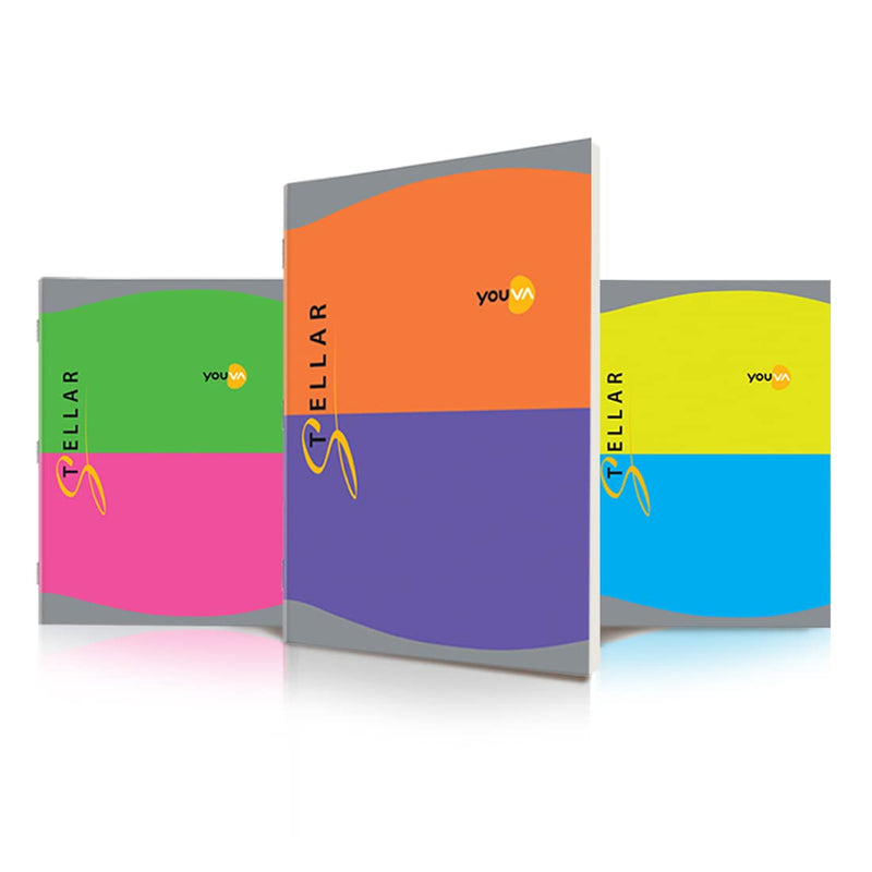 Navneet Youva Stellar Soft Bound Long Book - A4 (21 cm x 29.7 cm, Single Line, 196 Pages, Pack of 3, Multicolor)