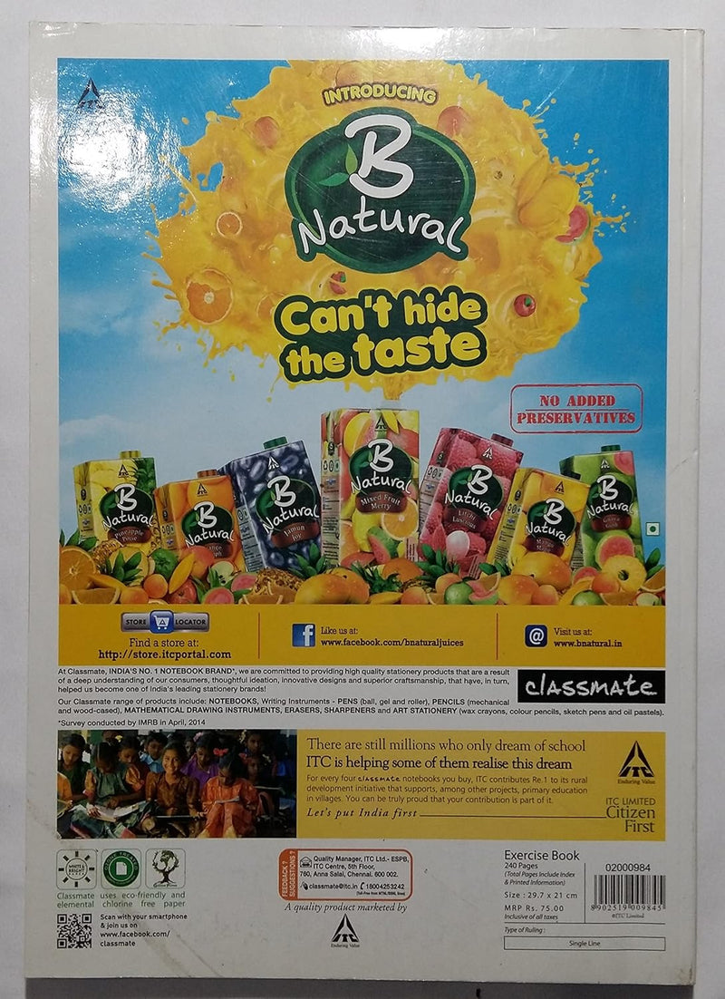 Classmate Long Notebook - A4, Soft Cover, 240 Pages, Single Line - Pack of 6 Visit the Classmate Store