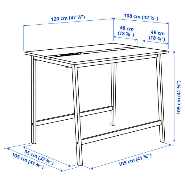 IKEA MITTZON Conference table, white, 120x108x105 cm (47 1/4x42 1/2x41 3/8 "