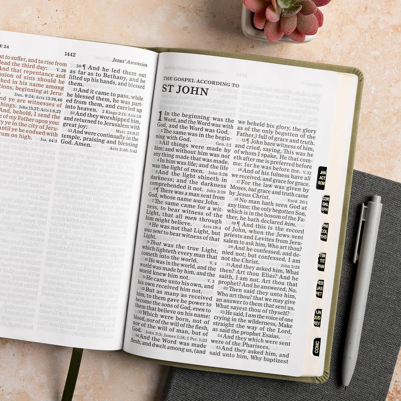 KJV Large Print Personal Size Reference Bible, Sage SuedeSoft LeatherTouch, Indexed by Holman Bible Publishers