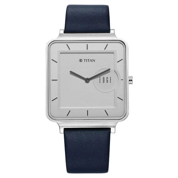 Titan Edge Quad Quartz Analog White Dial With Blue Leather Strap Watch For Men