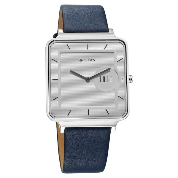 Titan Edge Quad Quartz Analog White Dial With Blue Leather Strap Watch For Men