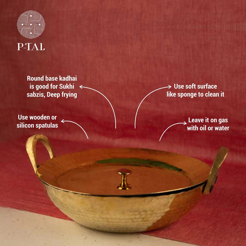 Brass Kadhai (Round Base) | Brass Cookware