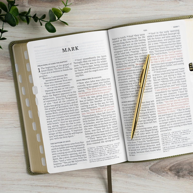 NASB Large Print Personal Size Reference Bible, Sage SuedeSoft LeatherTouch, Indexed by Holman Bible Publishers